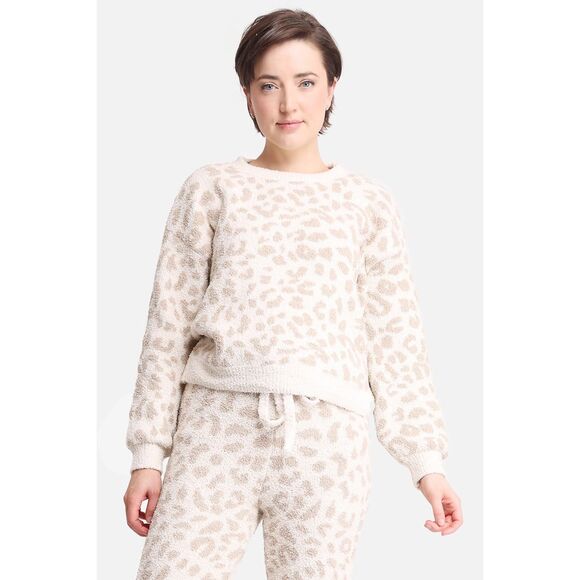 COMFYLUXE Leopard Pattern Luxury Soft Lounge Sweater size L/XL beige - Picture 1 of 12
